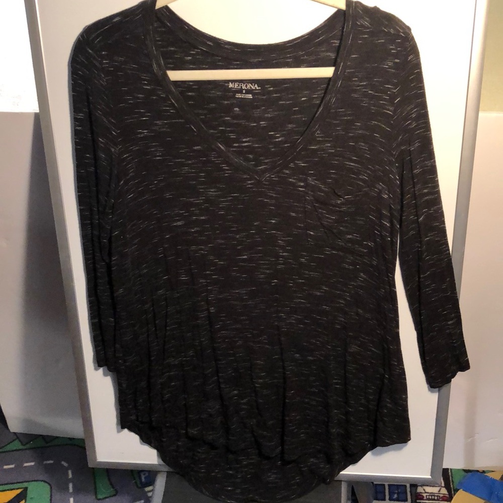 New! Merona black with white throughout v neck